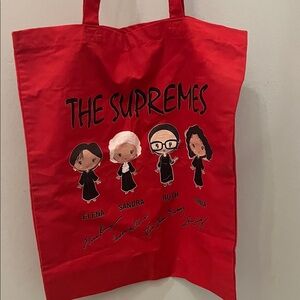 “The Supremes” Library Book Bag Tote Women of Supreme Court 100% Cotton Red
